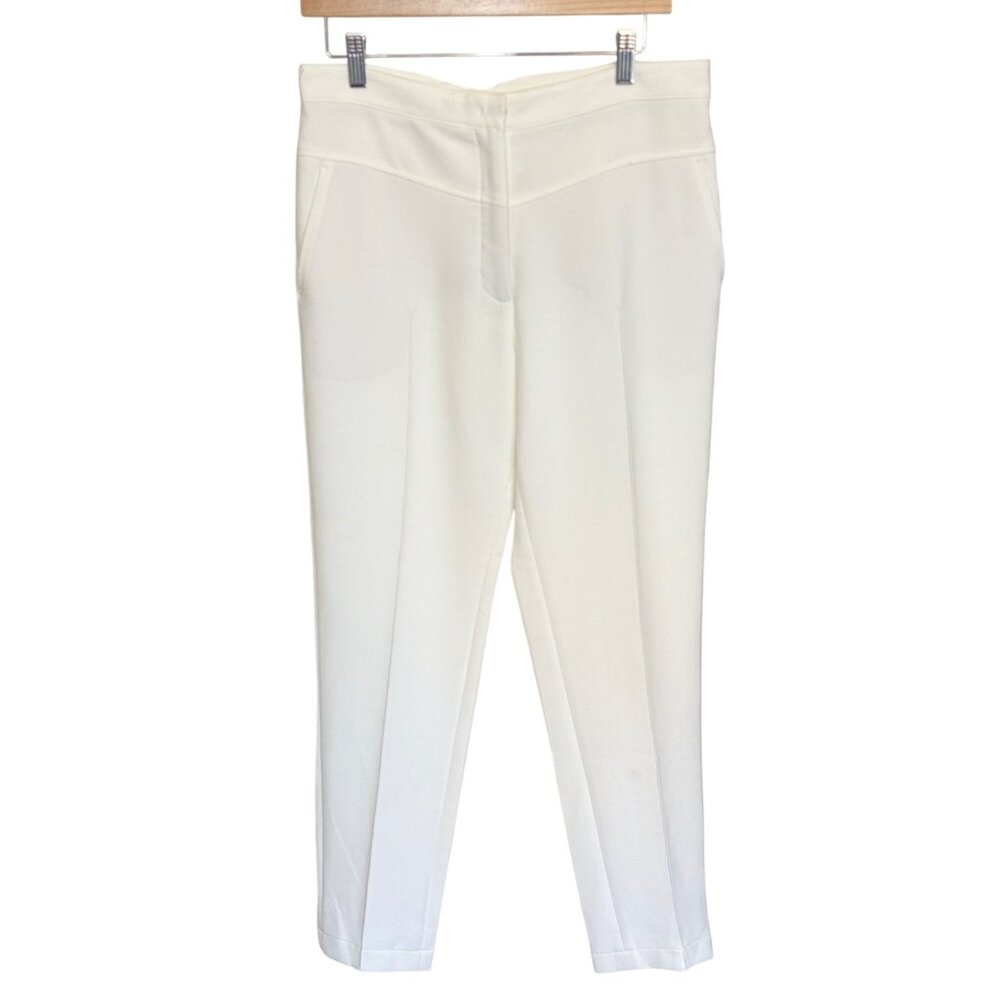 Akris Punto Slim Ankle Pants Ivory Off White Size 8 Lined Stretch Pull On